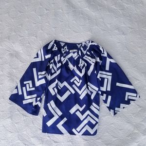 Geometric Navy/white Blouse